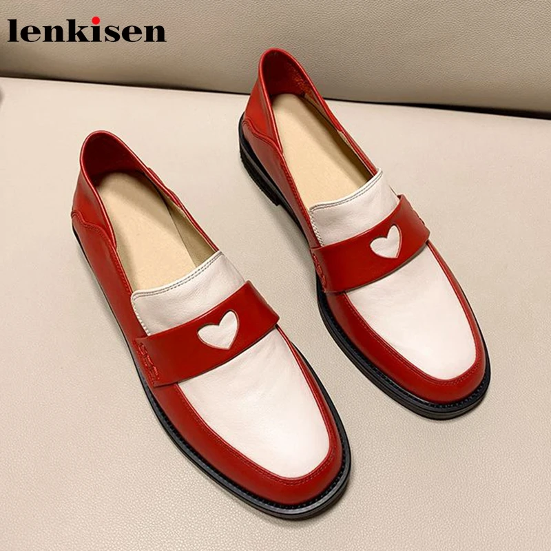 Лоферы Lenkisen из натуральной кожи на среднем каблуке с квадратным носком туфли для