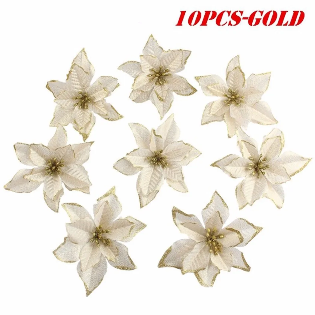 

10Pcs 3 Layer New Simulation Christmas Flowers Christmas Tree Decoration Christmas Festival High Quality Decor