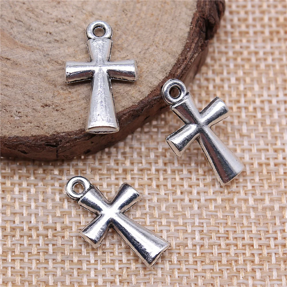 

Charms for Jewelry Making Findings Handmade DIY Craft 20pcs Antique Silver Color 19x11mm Cross Charms Pendant