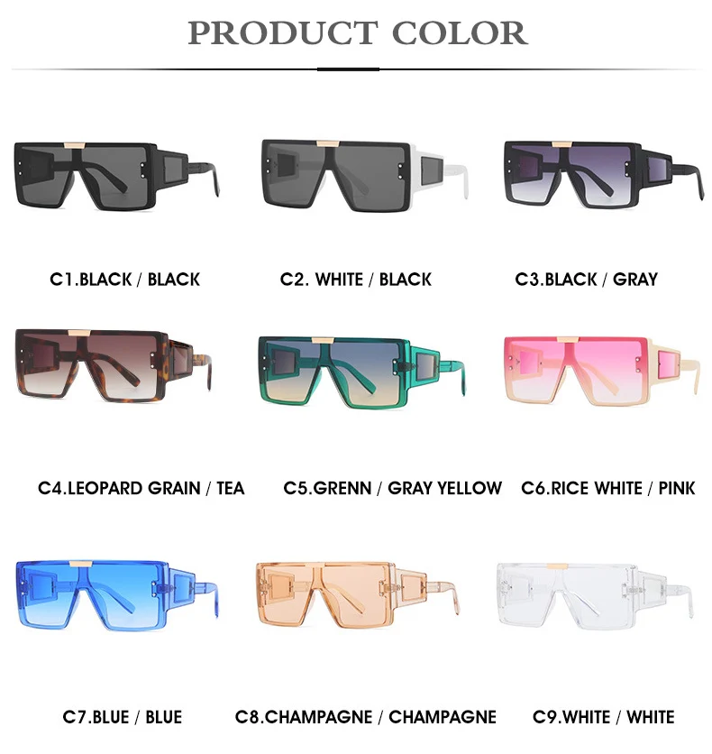 Übergroßen Goggle Platz Sonnenbrille Frauen Marke Steampunk Einem Stück Flachen Top Sonnenbrille Männer Vintage Großen Rahmen Brillen UV400 – Detail 4