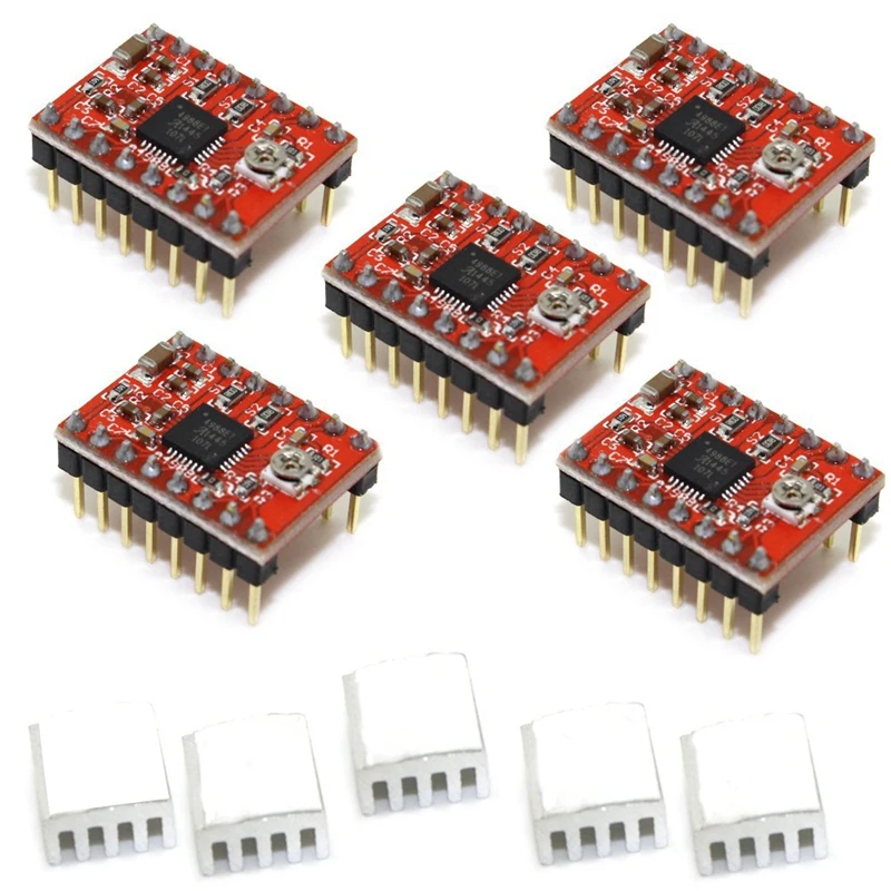 A4988 Compatible Stepper Stepstick Motor Diver Module With Heat Sink For 3D Printer Controller Ramps 1.4(Pack Of 5Pcs) | Строительство