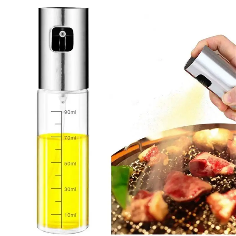 

BBQ Cooking/Vinegar Glass Bottle BBQ Cookware Tool Kitchen Stainless Steel Olive Oil Sprayer Bottle Pump Oil Pot Leak- Proof