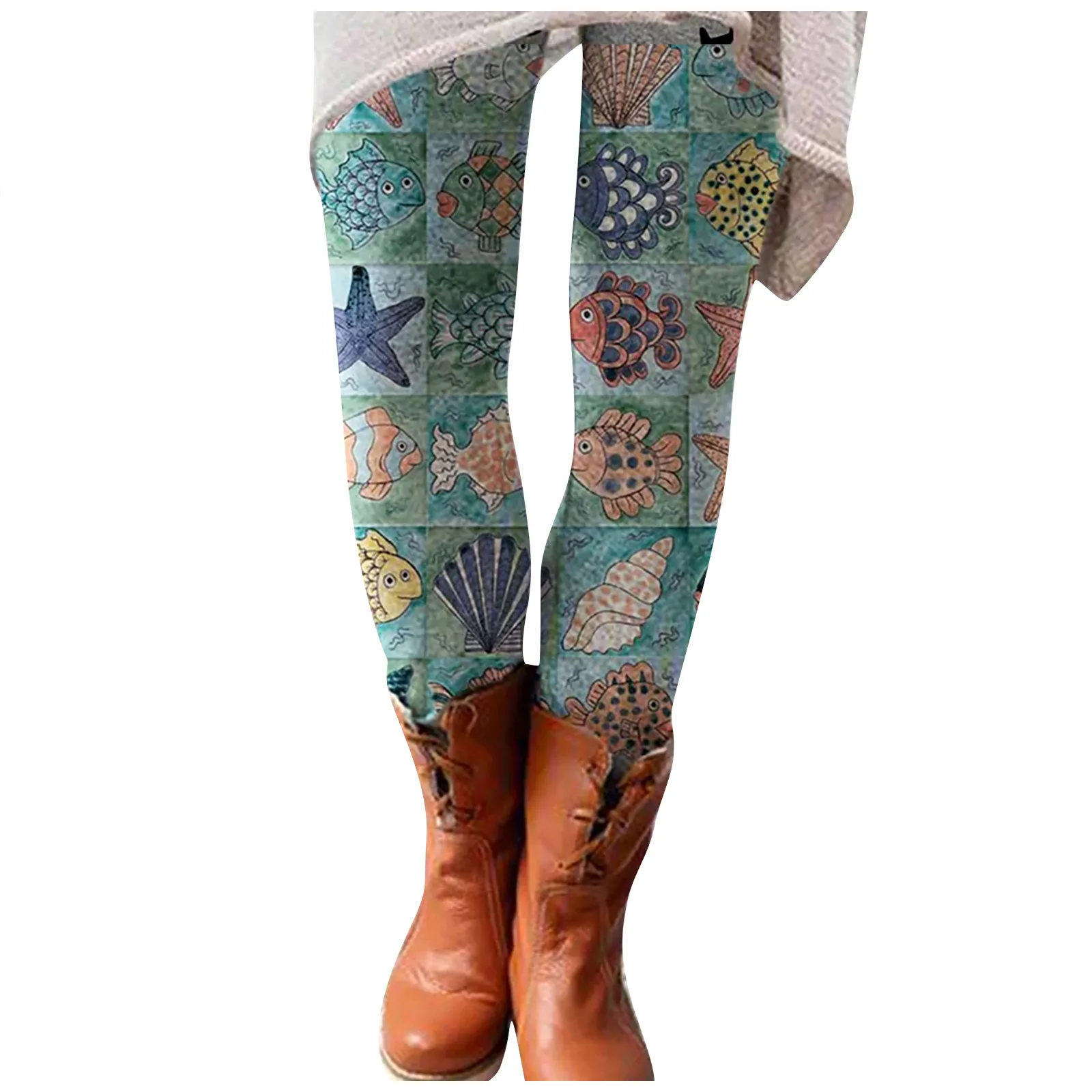 Женские леггинсы с геометрическим принтом эластичные универсальные облегающие