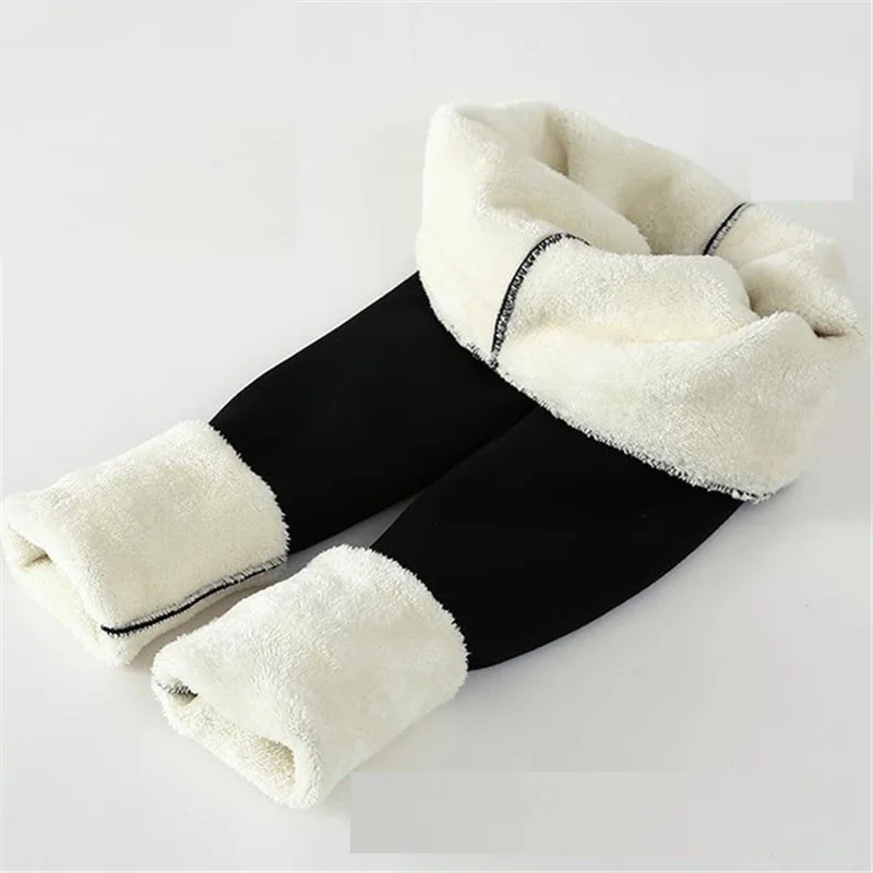 2019 NEW Super Thick Warm Pants Cotton Lambskin Women's winter Plus Velvet wear High Waist One Black Trousers Leggings | Женская