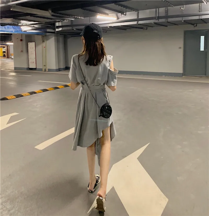 

Irregular Design Off Shoulder Waist Dress
