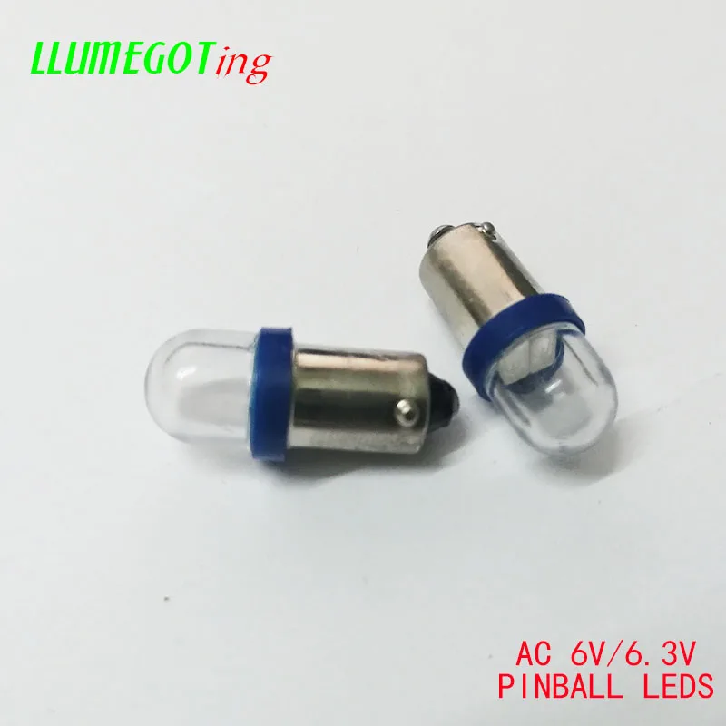 50 шт. BA9S T4W#44#47 Круглый прозрачный купол 2x 5630SMD различные цвета без полярности AC DC 6 в 6,3 В Bally пинбол игровая машина светодиодные лампы