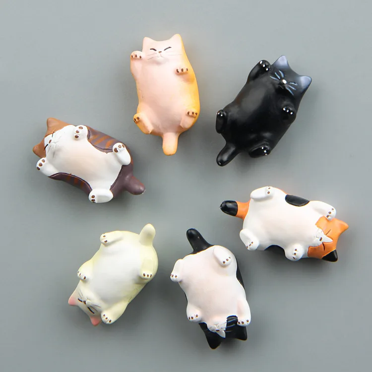 Cute Refrigerator Sticker 3D Ornament Cartoon Animal Fridge cat Shaped Magnetic Decoration | Дом и сад