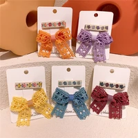 5 color fashion hollow bowknot knitted hairpin women girls sweet side clips spring barrettes cute hair accessories headdress