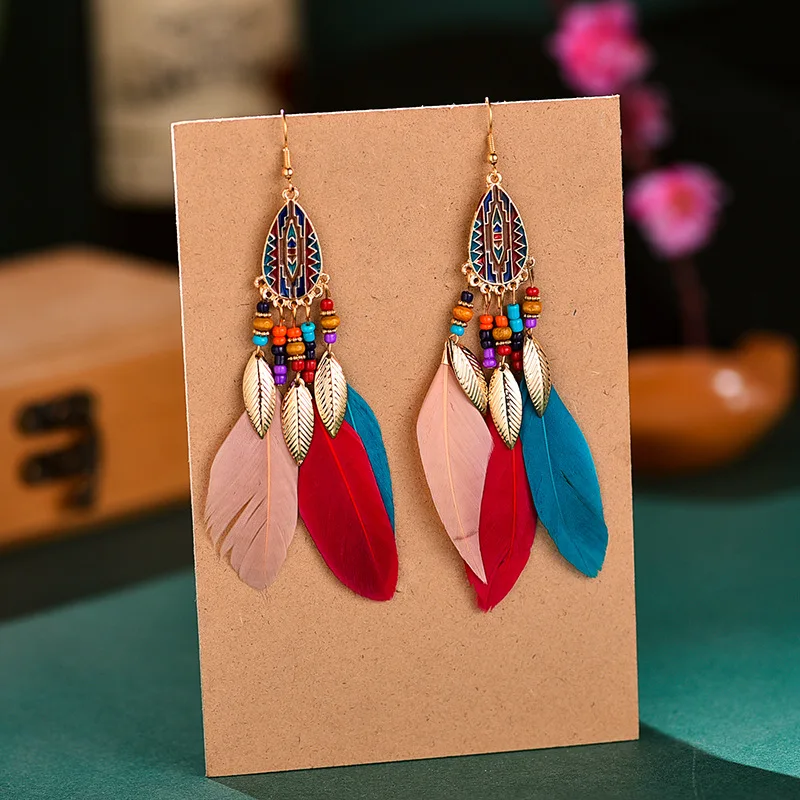 2020 хит продаж креативные длинные кисточки перо серьги для женщин богемные