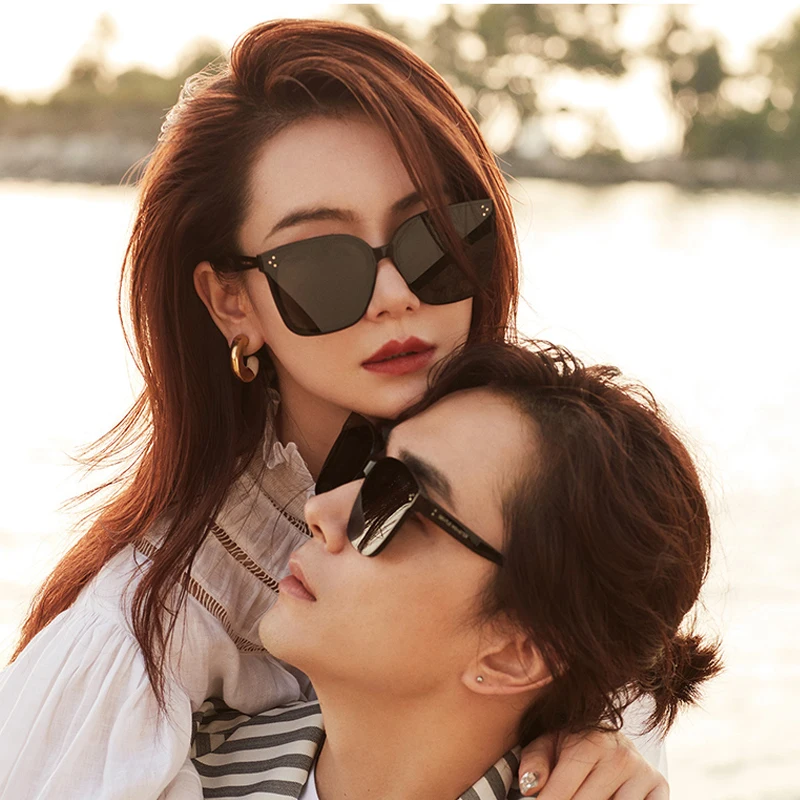 

2020 Korea Brand GENTLE Her Sunglasses Big Square Cat eye Acetate Polarized UV400 Sunglasses women men with Original Packaging