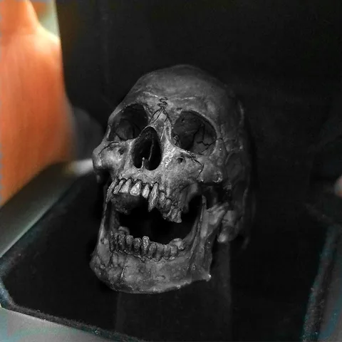 Кольцо мужское, с черепом вампира, в винтажном стиле
