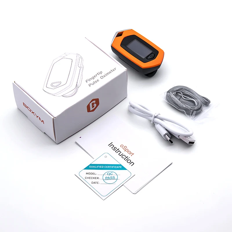

Rechargeable Finger Pulse Oximeter Digital OLED Blood Oxygen Saturation Heart Rate PR PI Monitor With Case Type-c cable Lanyard