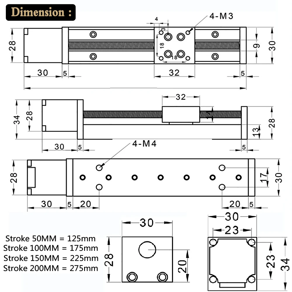 cnc parts linear guides rail linear stage 50mm 100mm stroke with stepper motor linear rail module screw actuator for 3d printer free global shipping