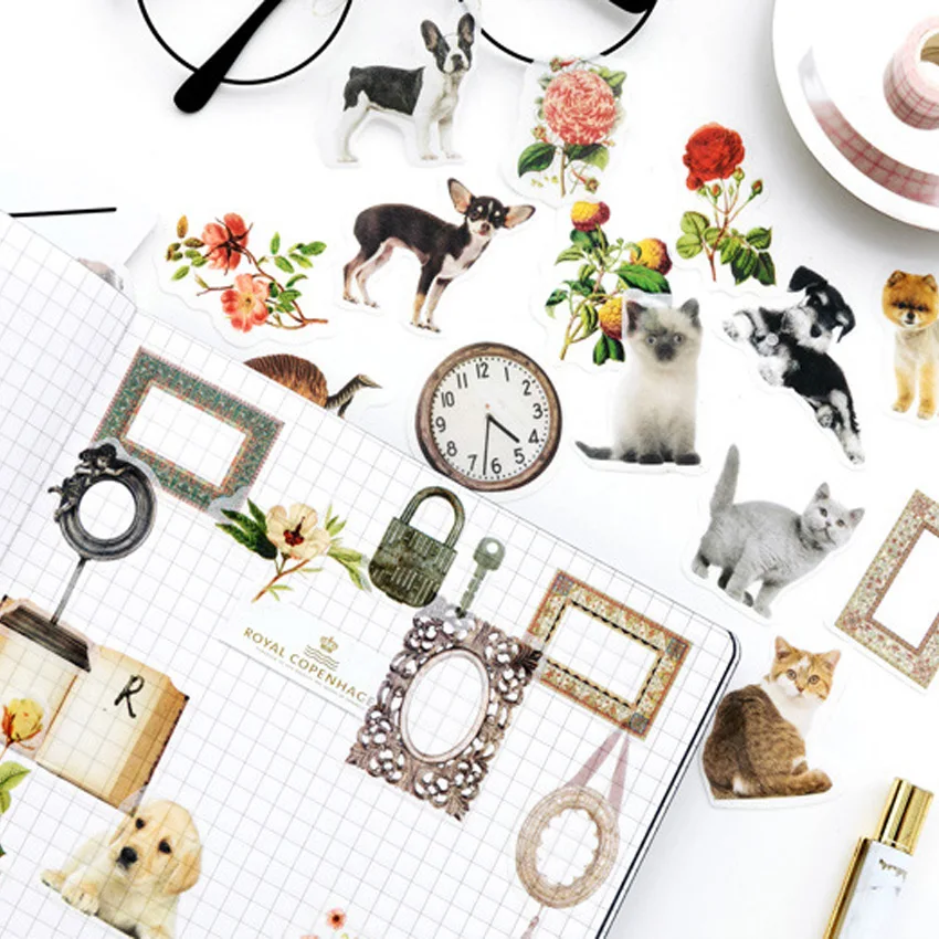 1 пакеты/партия с принтом милых животных и растений Ретро предметы канцелярские