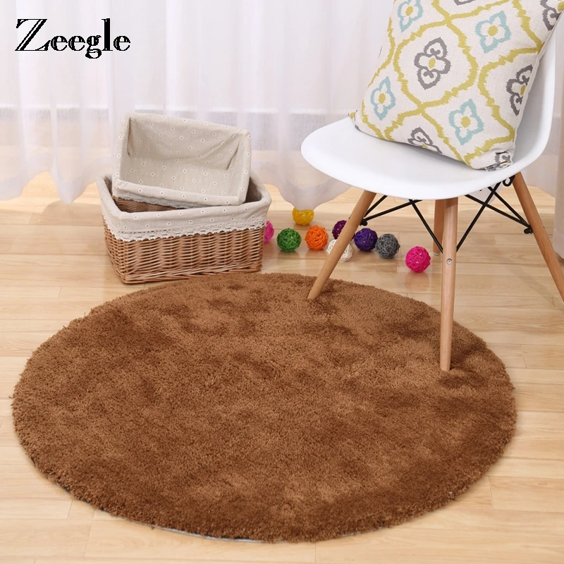 Ворсистый круглый ковер Zeegle для гостиной Противоскользящие коврики офисного