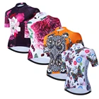 Футболка женская велосипедная с коротким рукавом и цветочным принтом