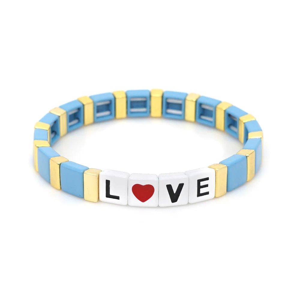 Shinus сердце Pulseras Mujer Moda 2019 эмалевая плитка браслет для женщин женские буквы любовь