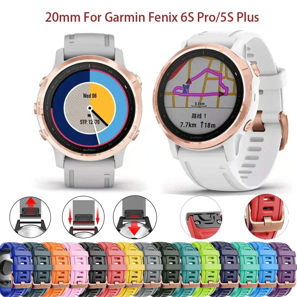 

Hot 20mm Watchband Strap For Garmin Fenix 5S/Fenix 5S Plus/ Fenix 6S Smart Watch Bracelet Silicone Wristband Easyfit