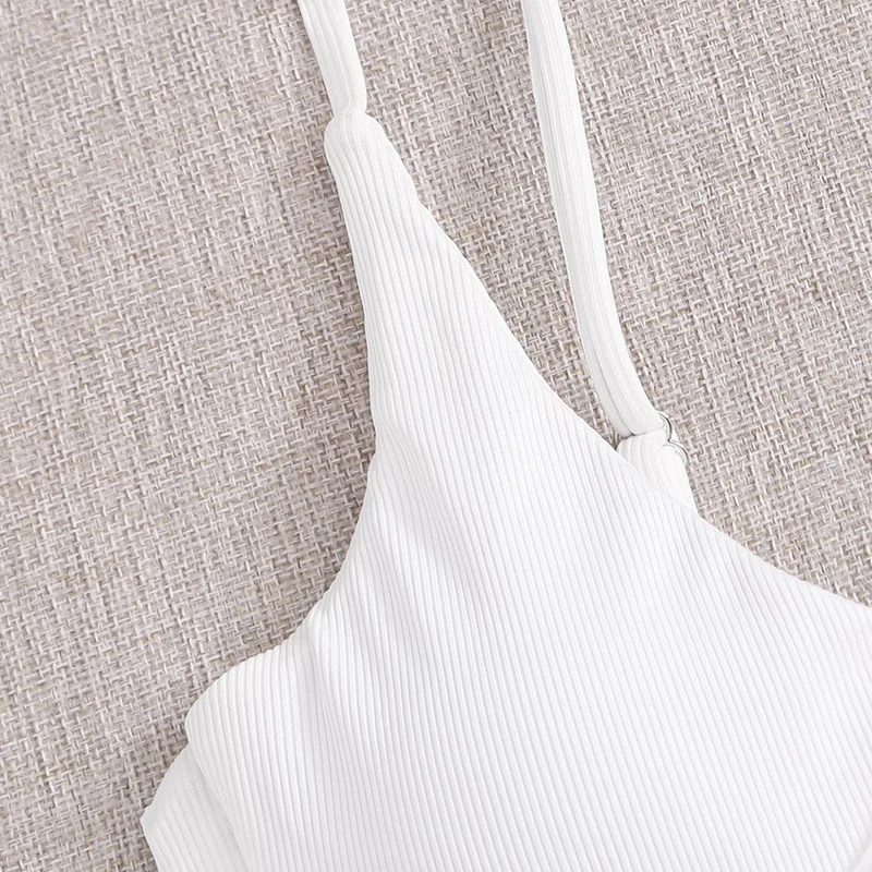 

2021 new European and American solid color sexy split bikini swimsuit women Push Up Micro Brazilian Beachwear