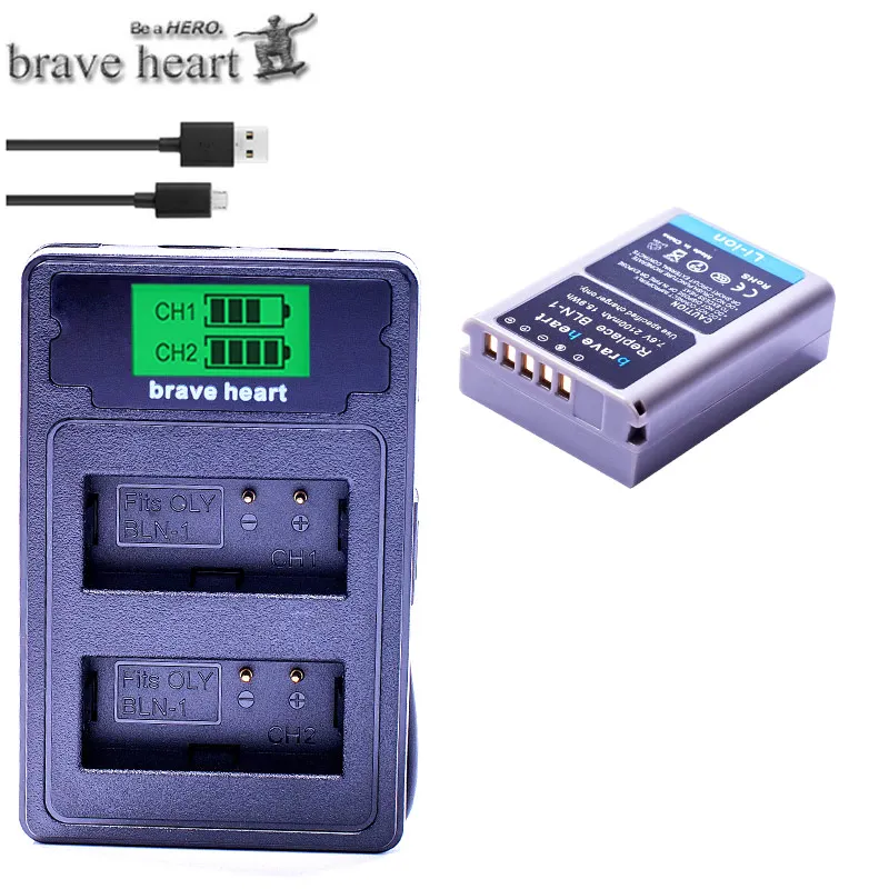 charger and 1battery Горячая Распродажа 2100 мА/ч, PS BLN-1 BLN1 PSBLN1 PS-BLN1 Li-Ion Батарея+ ЖК-дисплей двойной Зарядное устройство для цифровой камеры Olympus E-M5 OM-D E-M1 E-P5 Камера L10 - Цвет: charger and 1battery