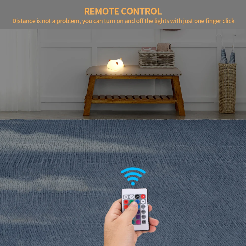 

Colorful LED Night Light Touch Sensor USB Rechargeable Cartoon Silicone Bedroom Bedside Lamp Remote for Children Kids Baby Gift