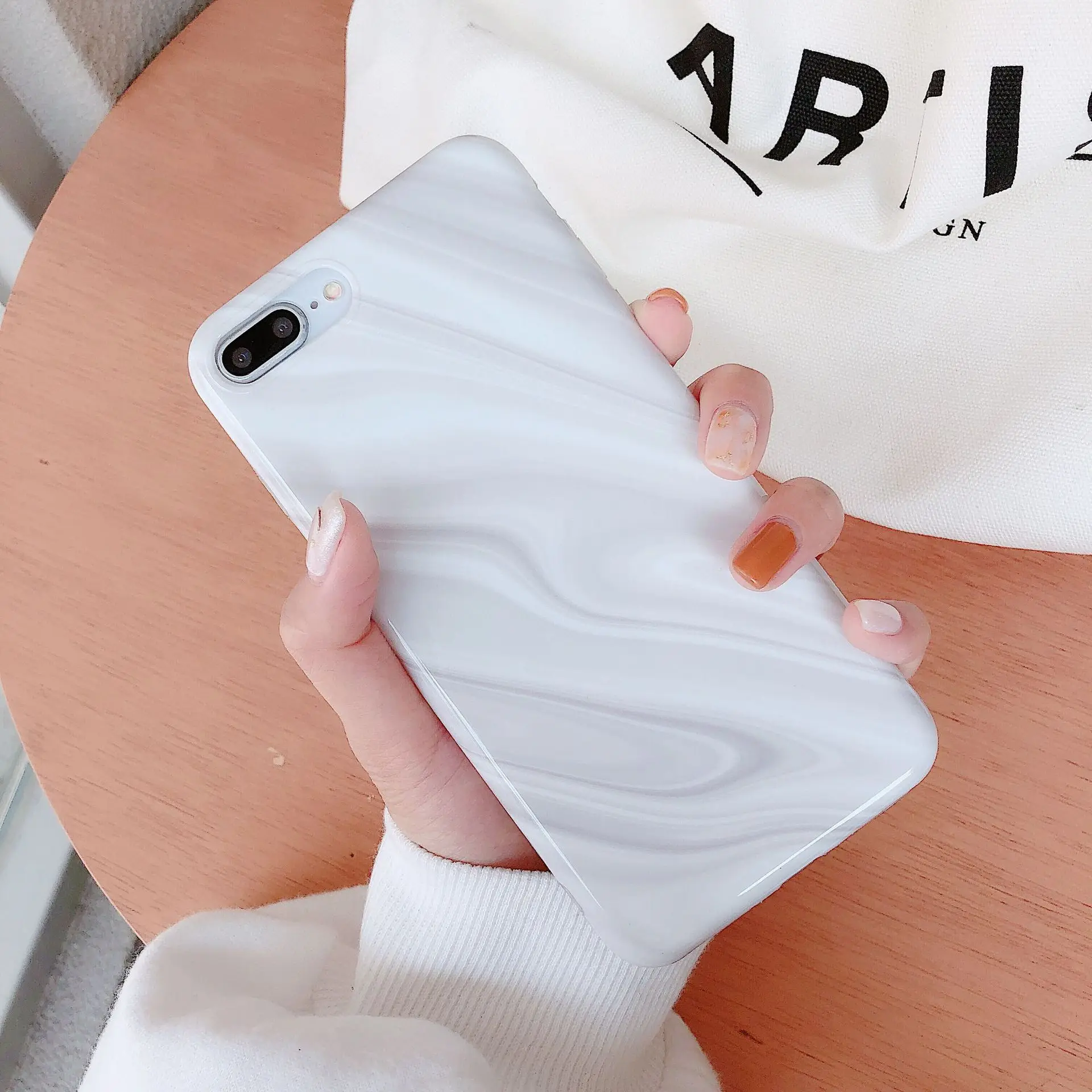 Ретро искусство белый мрамор текстура корейский чехол для телефона iPhone 7 Puls 6 6S 8 X