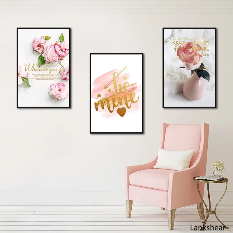Картина на холсте с розовыми цветами настенные постеры и принты для гостиной