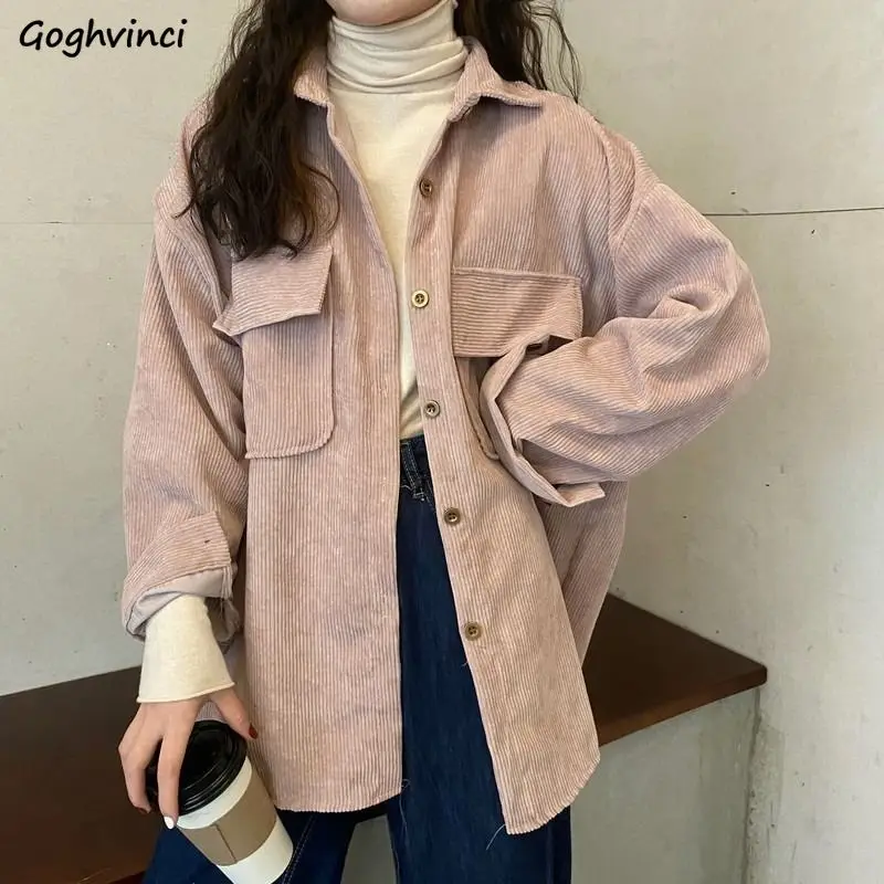 

Shirts Women Vintage Long Sleeve Fall Fashion Streetwear All-match Elegant Office Ladies Clothing Solid Loose Simple Chic Korean