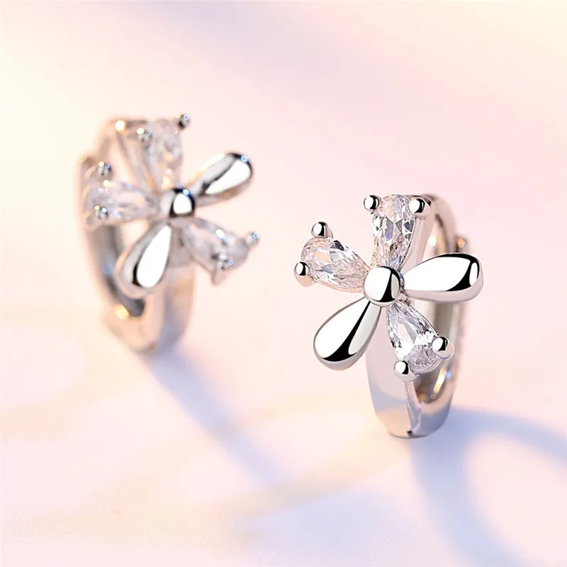 Милый CZ серьги в виде цветов тонкой 925 стерлингового серебра с AAA кубический