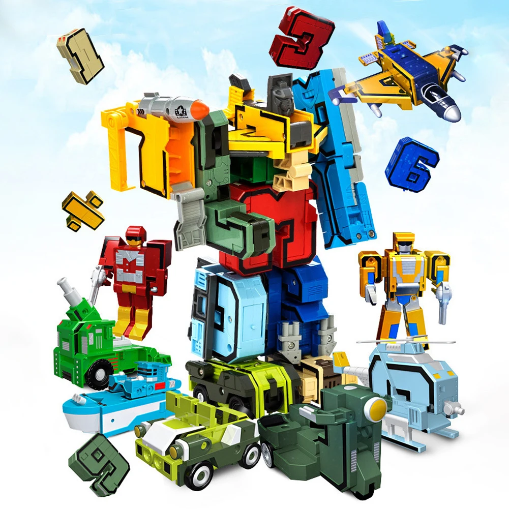 

15PCS Assembling Building Blocks Educational Toys Action Figure Transformation Number Robot Deformation Robot Toy for Children