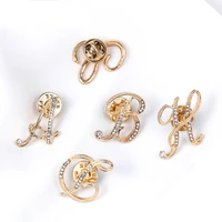 new rhinestone crystal brooches gold color 26 english letters lapel pin shirt dress badge fashion jewelry for women accessories