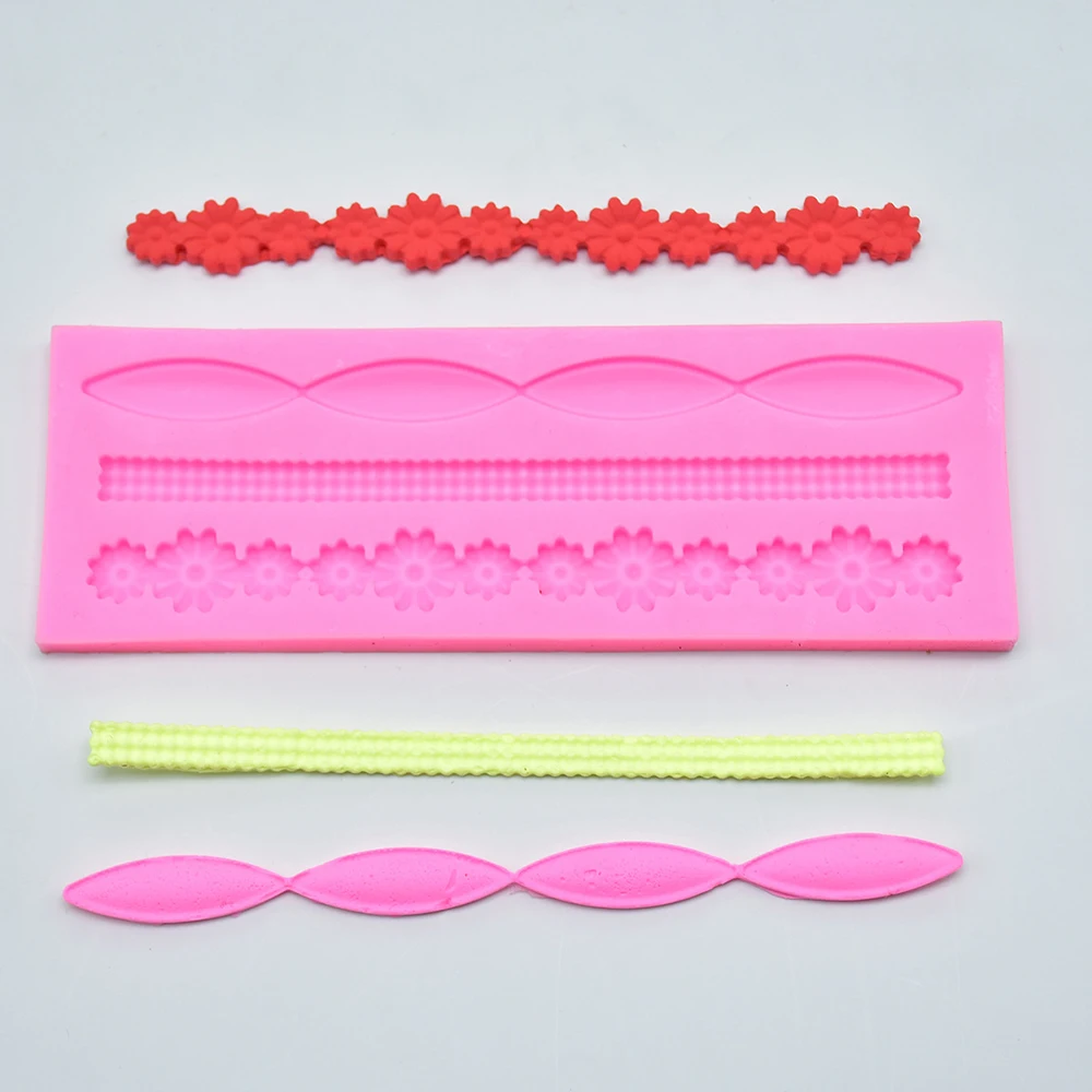 3D прямоугольная Цветочная окантовка формы для тортов кексов инструменты