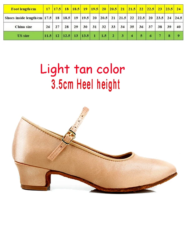 Light Tan 3.5cm heel Женские Бальные вечерние туфли для современных танцев; Сатиновые туфли для танго и вальса; обувь для сальсы с закрытым носком для девочек и женщин - Цвет: Light Tan 3.5cm heel
