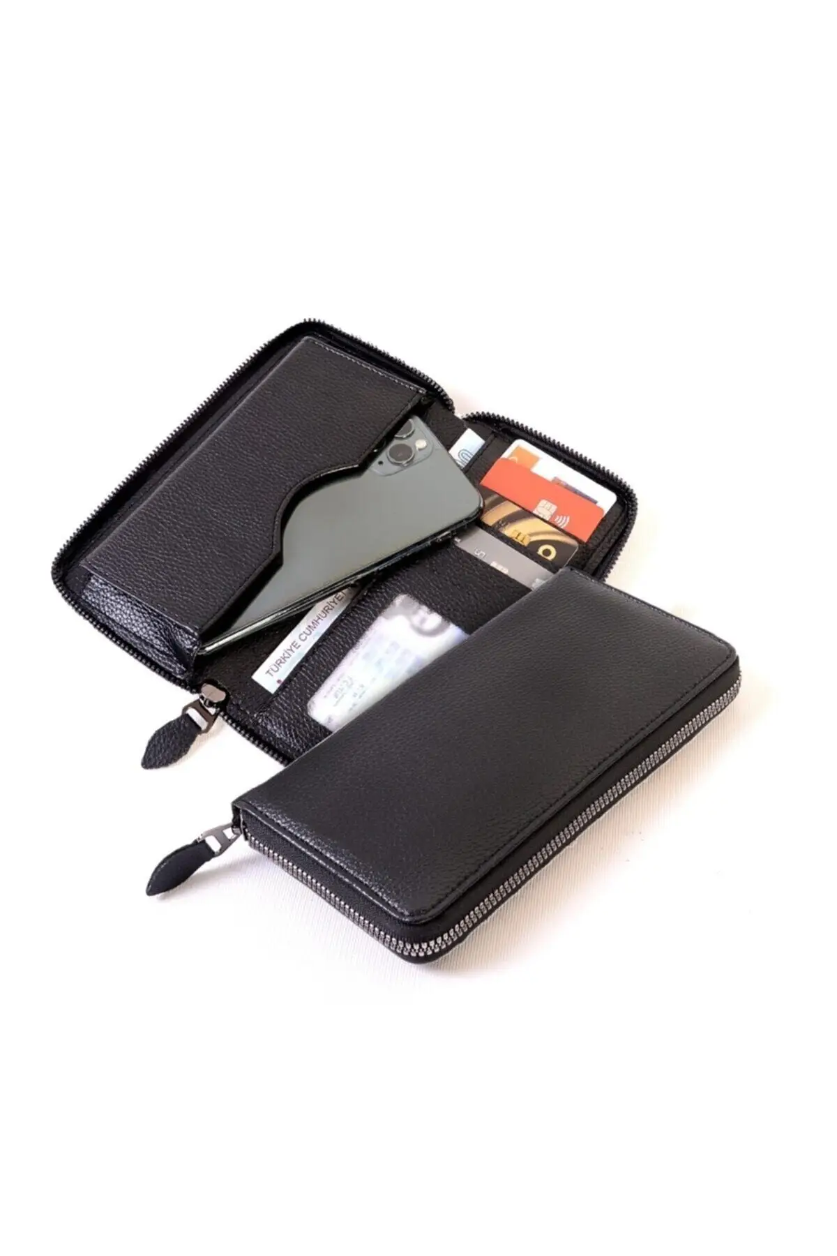 

Unisex Vegan Leather Card Holder Wallet with Phone Compartment