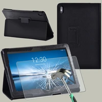 for lenovo tab e10 tb x104f 10 1 inch dust proof leather back support tablet case cover tempered glass
