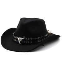 simple winter retro womens mens wool western cowboy hat fashion wide brim gentleman jazz bowler cap sombrero cap