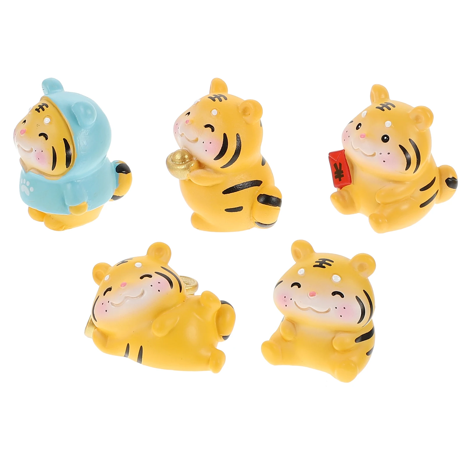 

5Pcs Mini Tiger Microlandscape Adornments Succulent Bonsai Desktop Decors