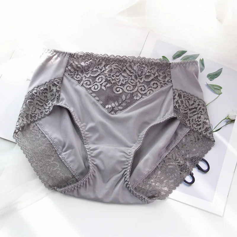 Новые женские трусики молочного шелка и сексуальные кружевные бесшовные трусы