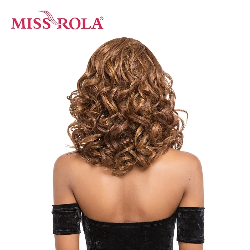 

MISS ROLA Brown Long Wavy Synthetic Heat Resistant Fiber Glueless Ombre Daily Wigs For Women