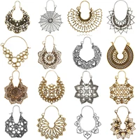 bohemian flower earrings dangle drop vintage tribal hollow lotus mandala flower floral basket earrings ear for women jewelry