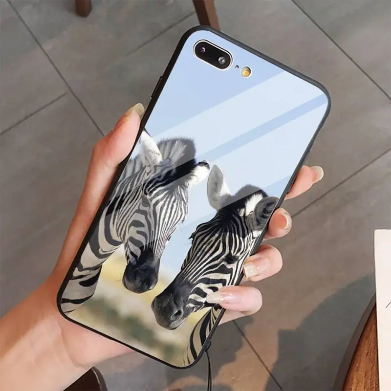 

Animal zebra horse animal Phone Case Tempered glass For iphone 5C 6 6S 7 8 plus X XS XR 11 PRO MAX