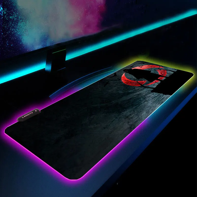 

Anime Uchiha Mouse Pad 900x400x2mm RGB Pad Mouse Carpet Computer Padmouse Domineering Gaming Mousepad Gamer To Keyboard Mats