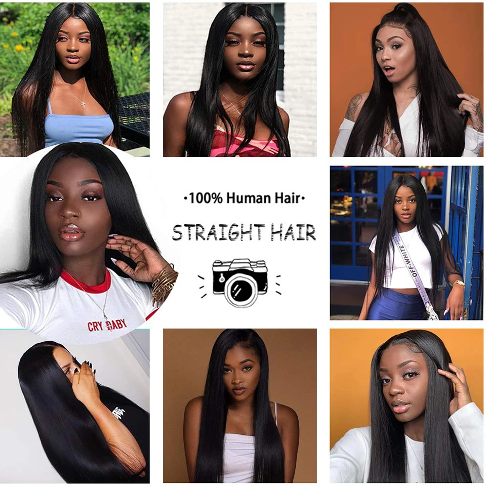 

Long Straight Human Hair Lace Closure Wig 4X4 Human Hair Wig For Black Women Pre Plucked Lace Front Wig Brazilian Remy Hair