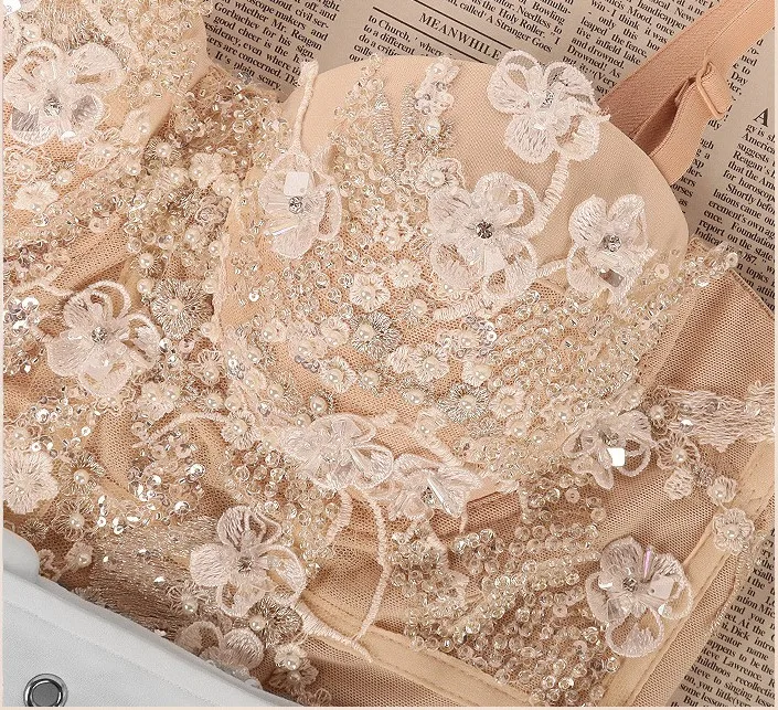Sexy Slim Push Up Spaghetti Strap Camis 2020 Fashion Adjustable Lace Pearl Sequins Padded Soft Wire Breathable Dance Crop Top
