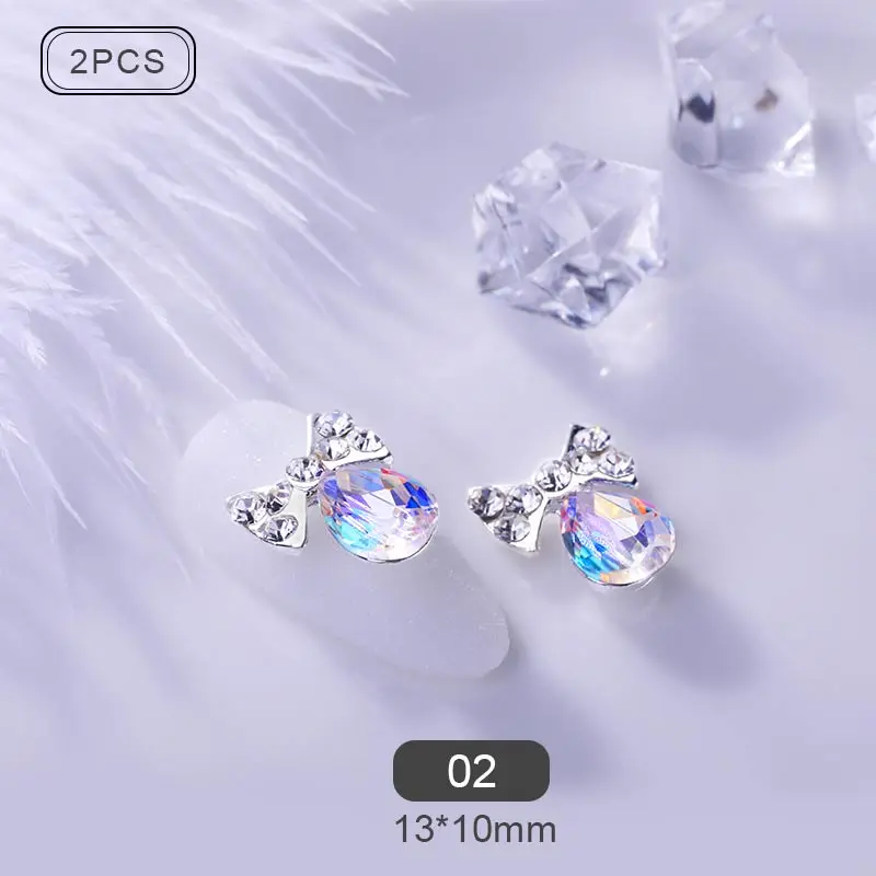 2 шт./компл. Стразы для ногтей смешанные размеры кристаллы Металлические