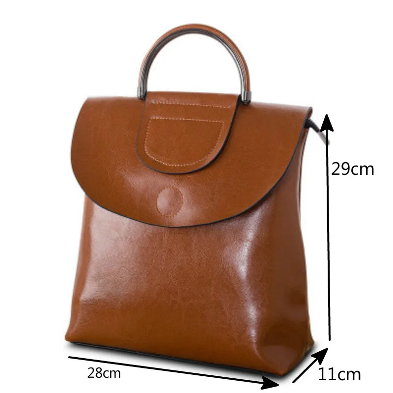 

Tamara Natural Cowhide Leather Retro Backpack New Arrival Solid Color Large Capacity Zipper Travel Bag For Women