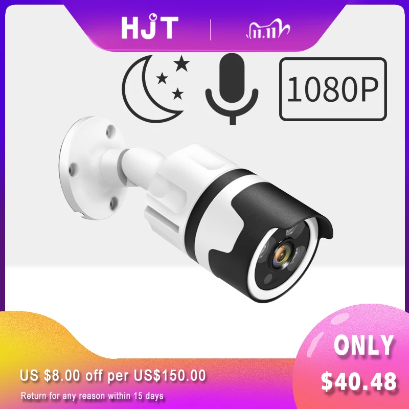 HJT IP камера 1080P 2.0MP буксировочный двухстороннее аудио 3IR Ночное видение человека