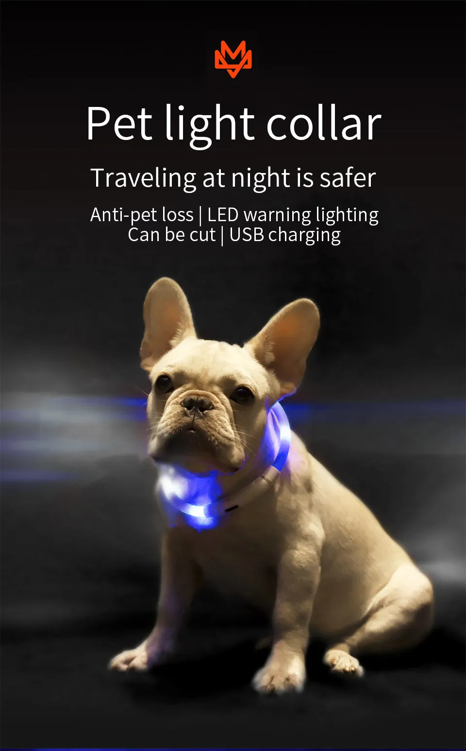 Xiaomi Mijia Pet Блестящий Воротник для прогулок в ночное время шоппинг анти-питомец потерянный Предупреждение предупреждающий свет мягкий силикон может отрезать usb зарядку