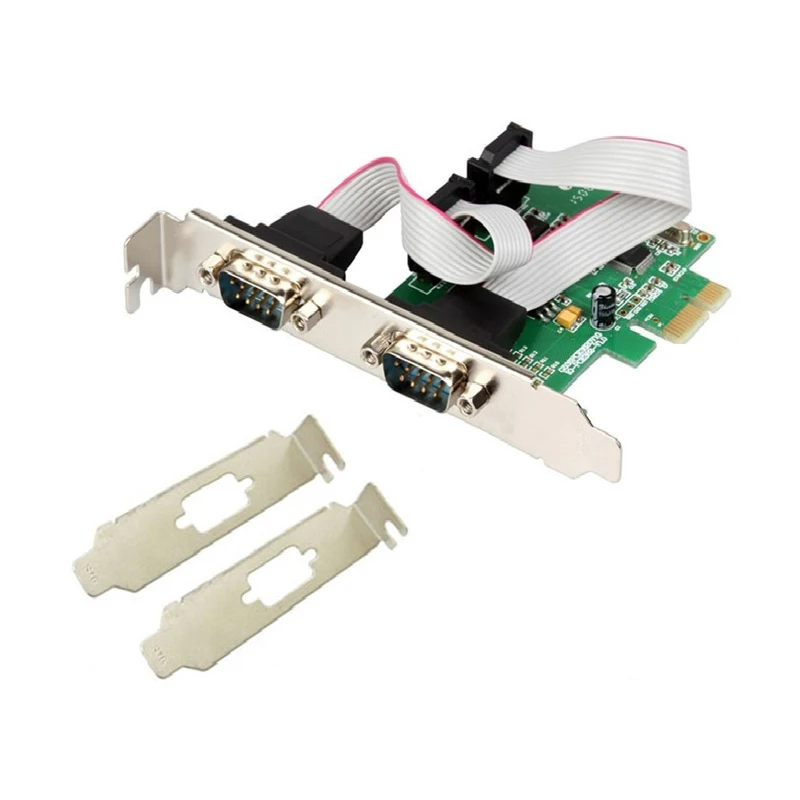 

PCI Express 2 Ports Serial RS232 COM DB9 Controller Card PCI-e 1.0 x 1 WCH 382 Chip with Low Profile Bracket