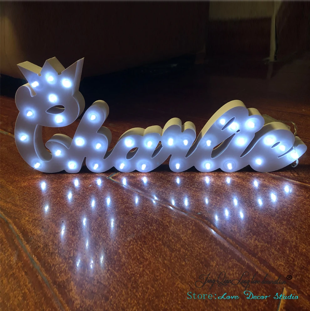 Bespoke Luxury Gift Crown Light Up Letters Bespoke Light up Name Birthday Gift Name with LED Lights Bedroom Bedroom Decoration C